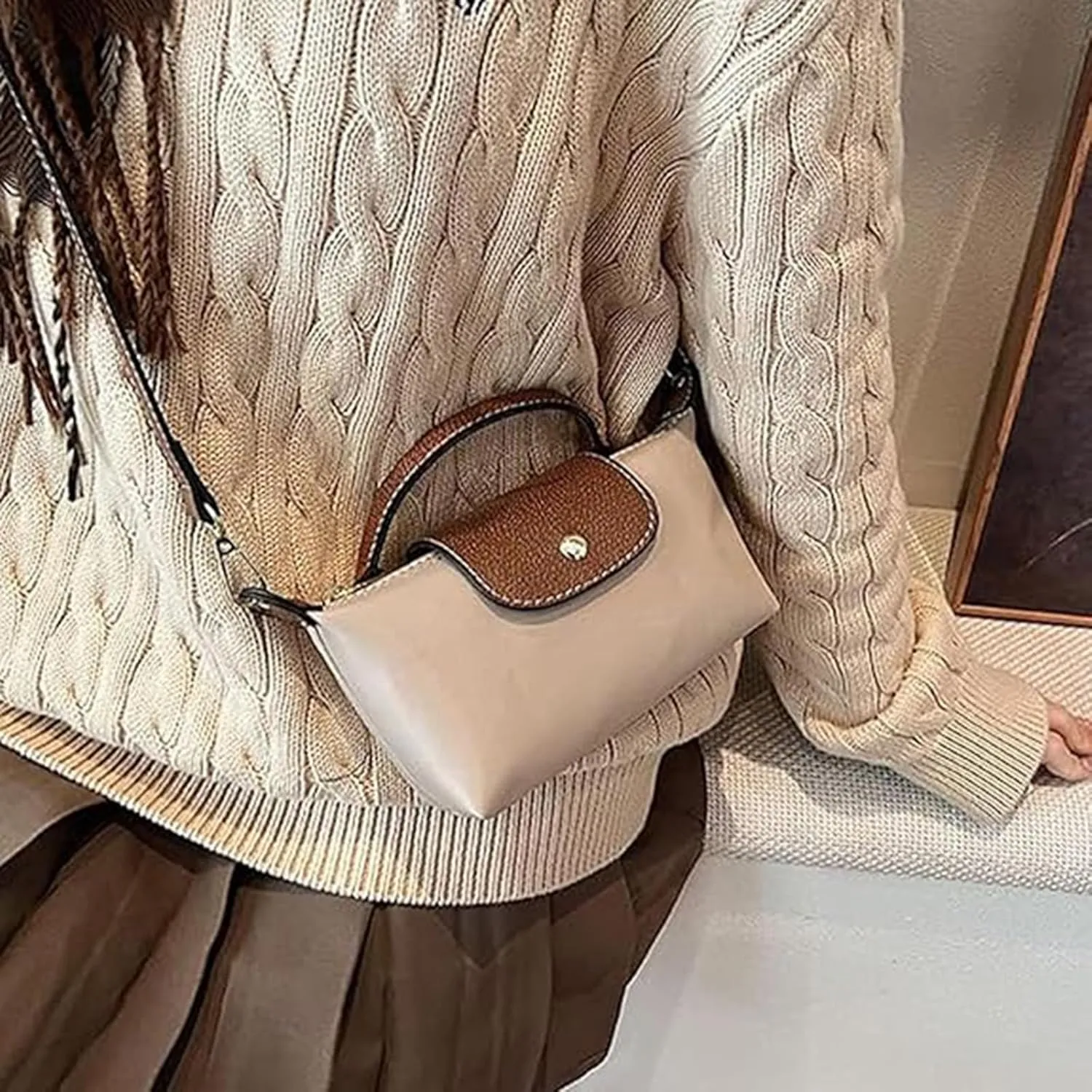 Women's Fashion Colorblock Mini Crossbody Bag, Mini Purse, Adjustable Shoulder Strap