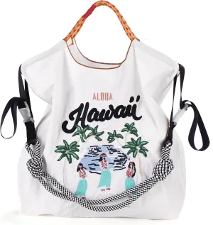 Women's grass skirt dance handbag embroidered nylon handbag shopping bag, beach birthday gift