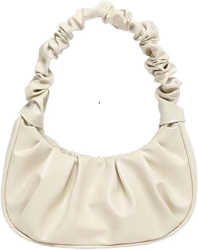 Women's Mini Purse Pleated Shoulder Bag Small Ruched Hangbags Cute Hoto Denim Clutch Bags