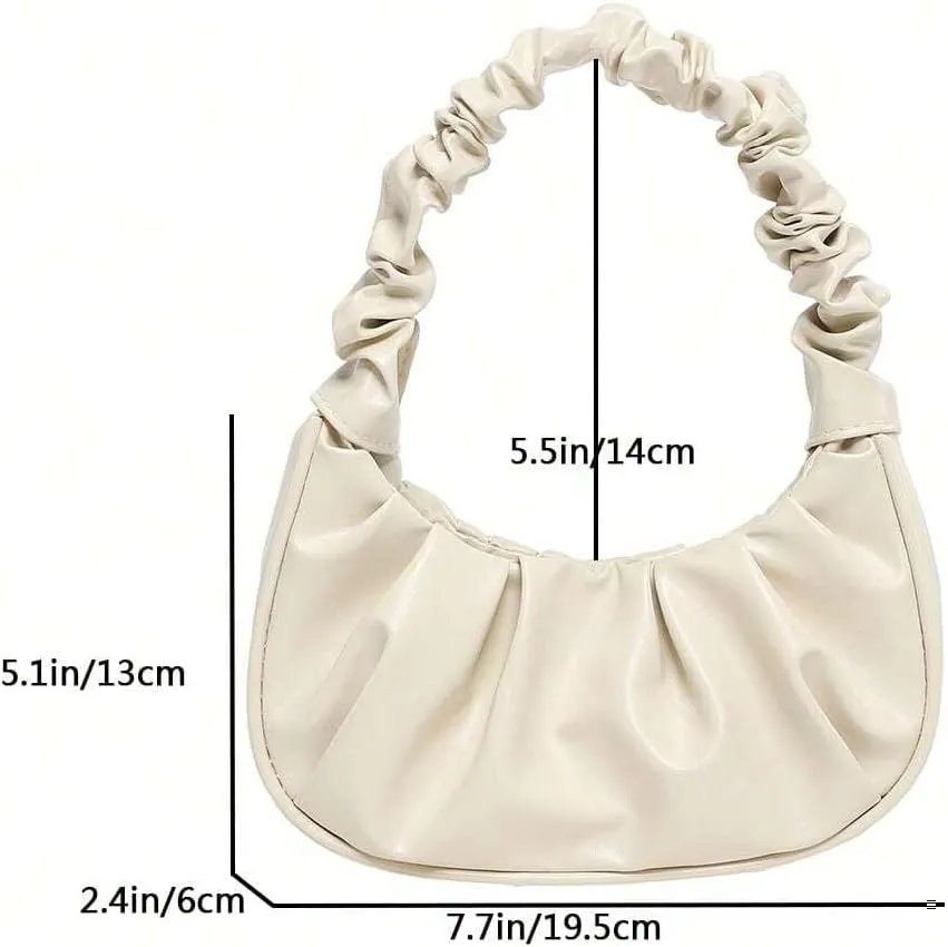 Women's Mini Purse Pleated Shoulder Bag Small Ruched Hangbags Cute Hoto Denim Clutch Bags