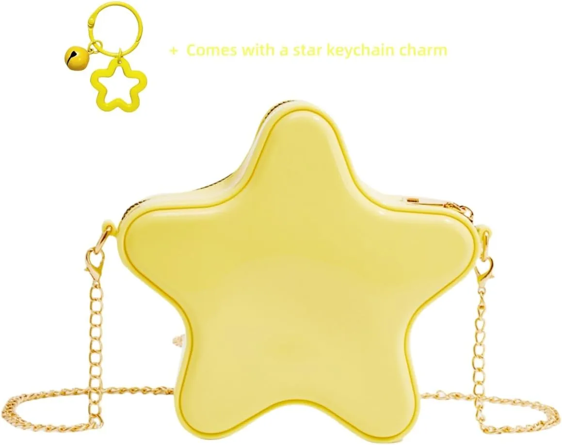 Women's Mini Star Tote Bag, Women's Cute PU Leather Hobo Bag Chic Star Crossbody