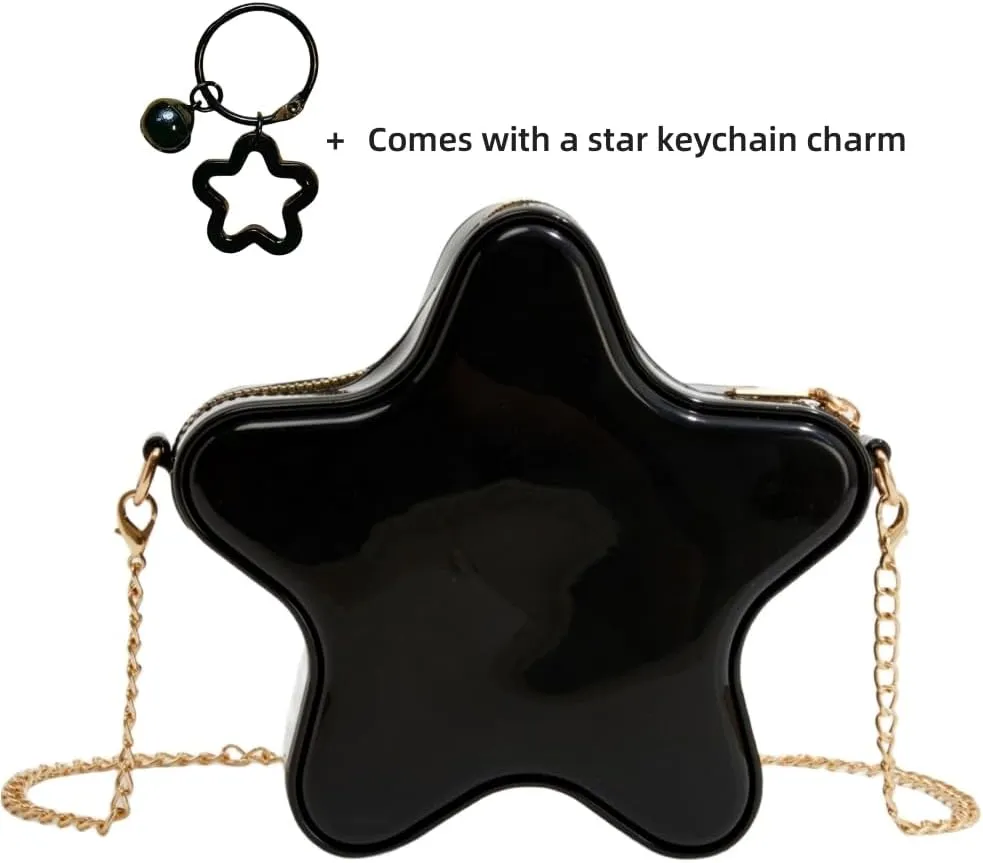 Women's Mini Star Tote Bag, Women's Cute PU Leather Hobo Bag Chic Star Crossbody