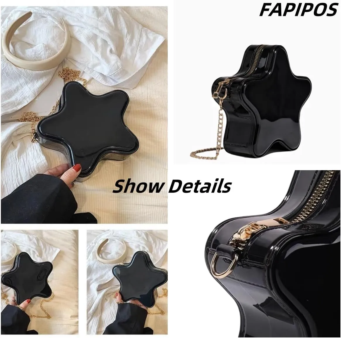 Women's Mini Star Tote Bag, Women's Cute PU Leather Hobo Bag Chic Star Crossbody