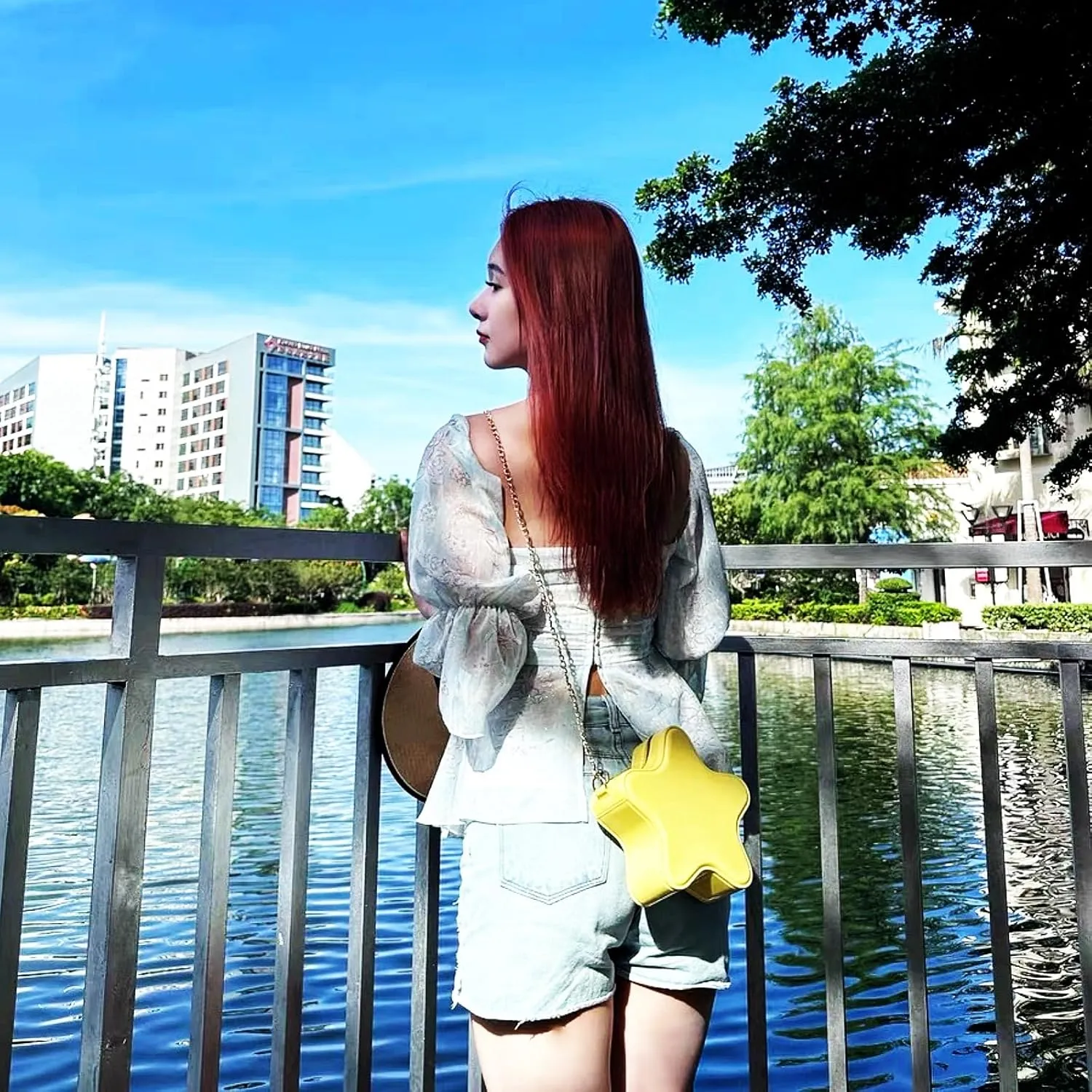 Women's Mini Star Tote Bag, Women's Cute PU Leather Hobo Bag Chic Star Crossbody