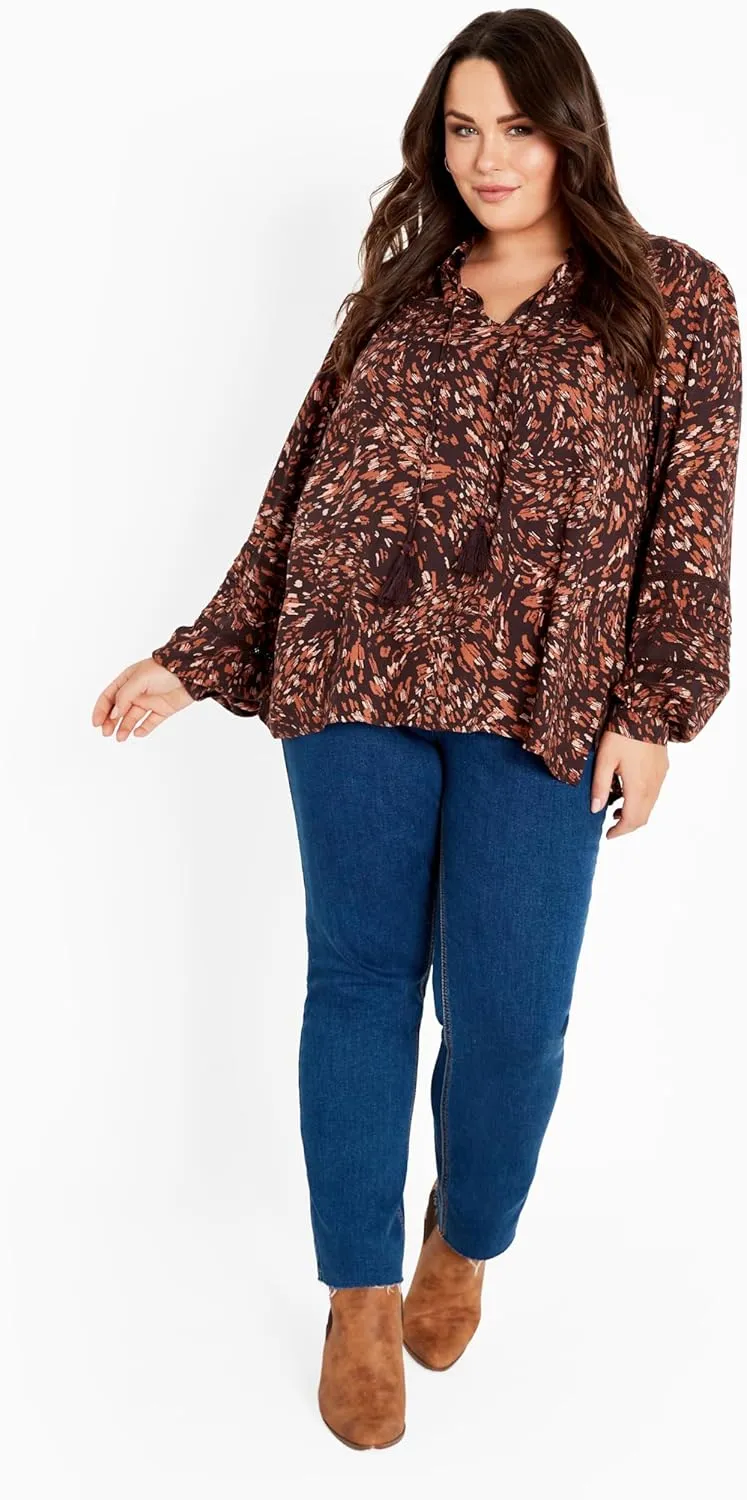 Women's Plus Size Lucia Tiered Crochet Tassel Top