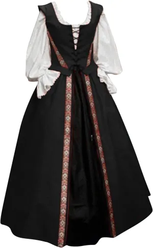 Womens Renaissance Dress 2023 Trendy Ruffle Bell Sleeve Square Neck Tie Up Dress Classic Vintage Victorian Dress