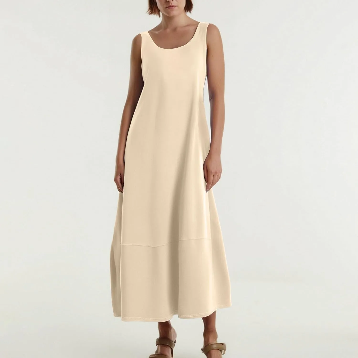 Women's Sleeveless Maxi Casual Loose Fit Long Sundress with Pockets for Summer Beach Vacation