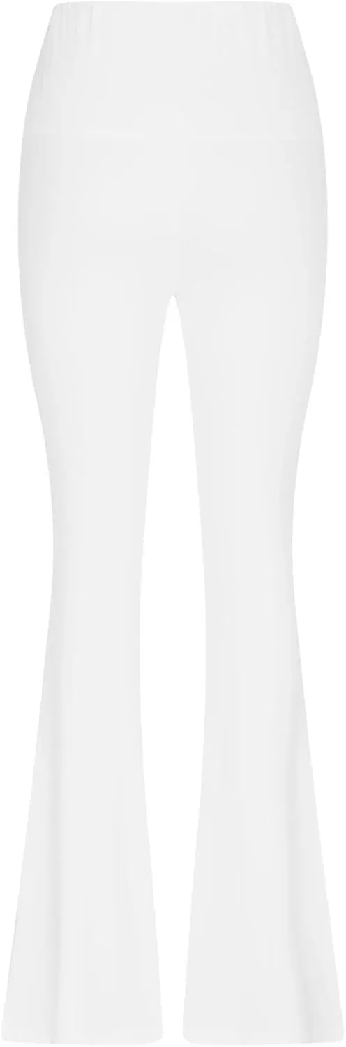 Womens Stretch High Waist Leggings Regular Fitted Solid Flared Pants Active Workout Yoga Pants Seamless