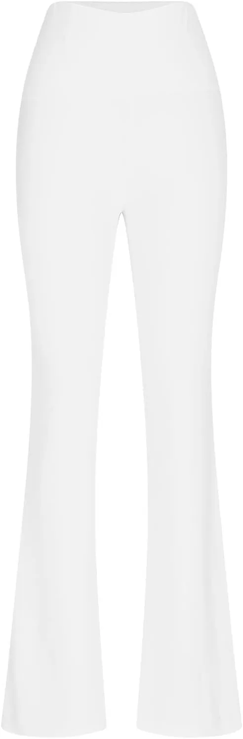 Womens Stretch High Waist Leggings Regular Fitted Solid Flared Pants Active Workout Yoga Pants Seamless
