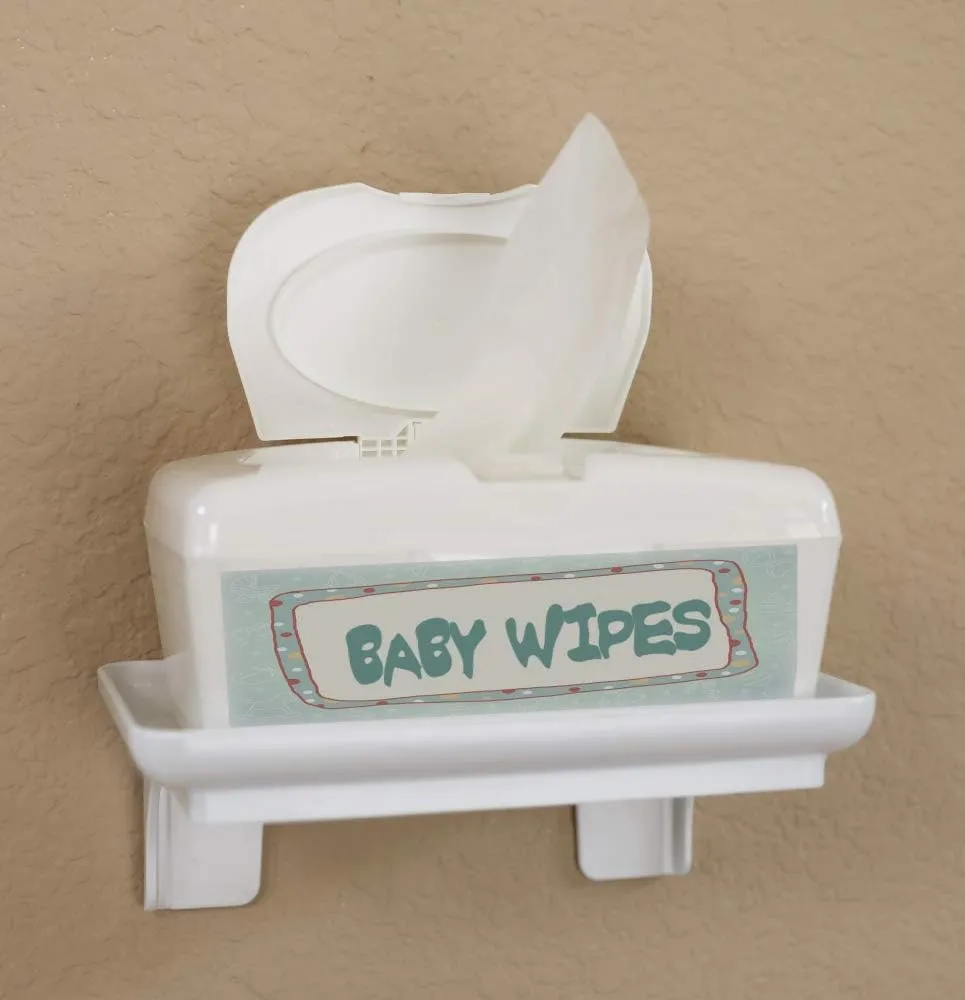 Wonder Shelf - Stick On Wall Mount Cell Phone Holder Stand - Small Plastic Adhesive Bathroom Shelves for Smartphone and Flushable Baby Wipes (2 Pack, White with Holes)