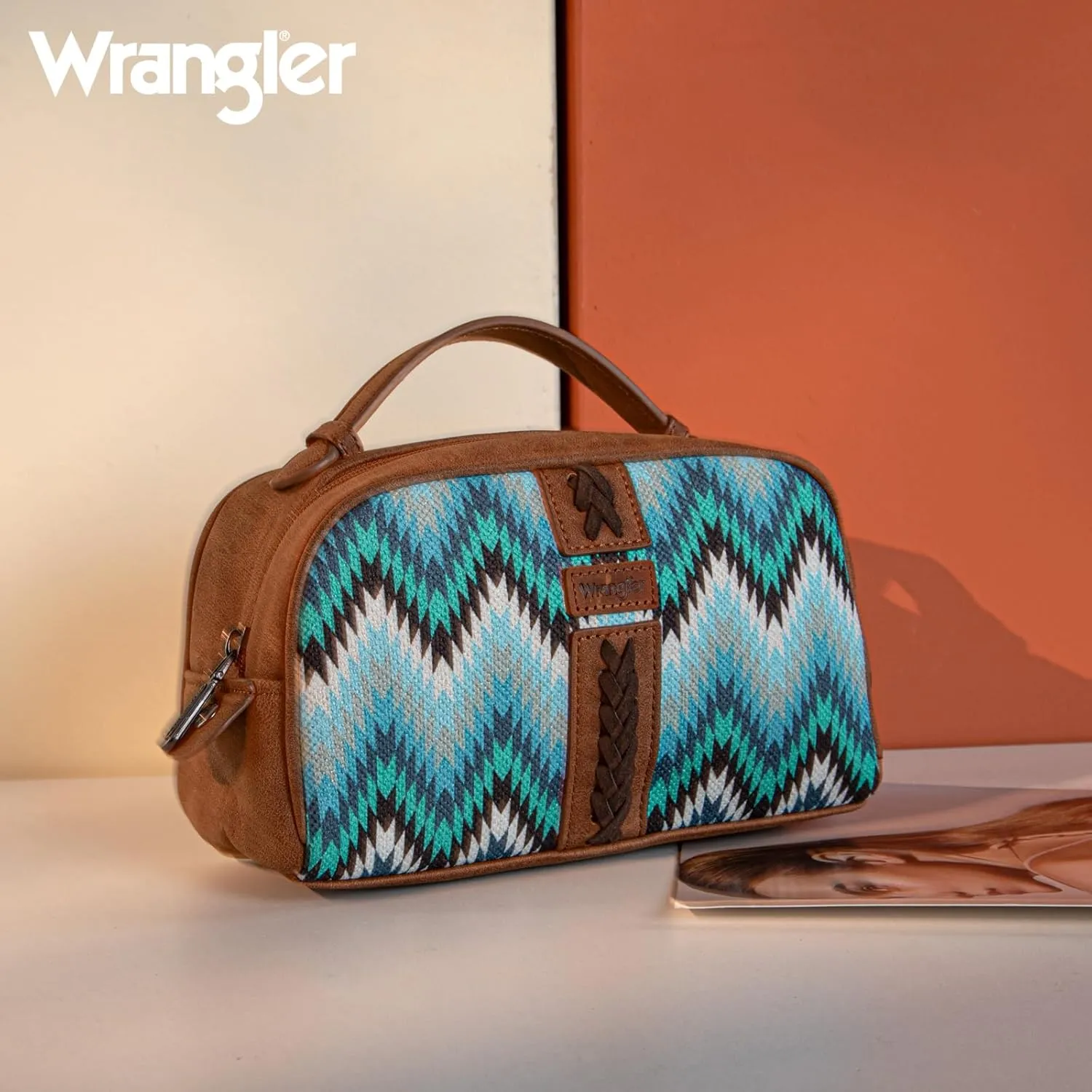Wrangler Makeup Pouch Bag Mini Western Toiletry Purse Cosmetic Organizer Paisley Travel Pouch for Women
