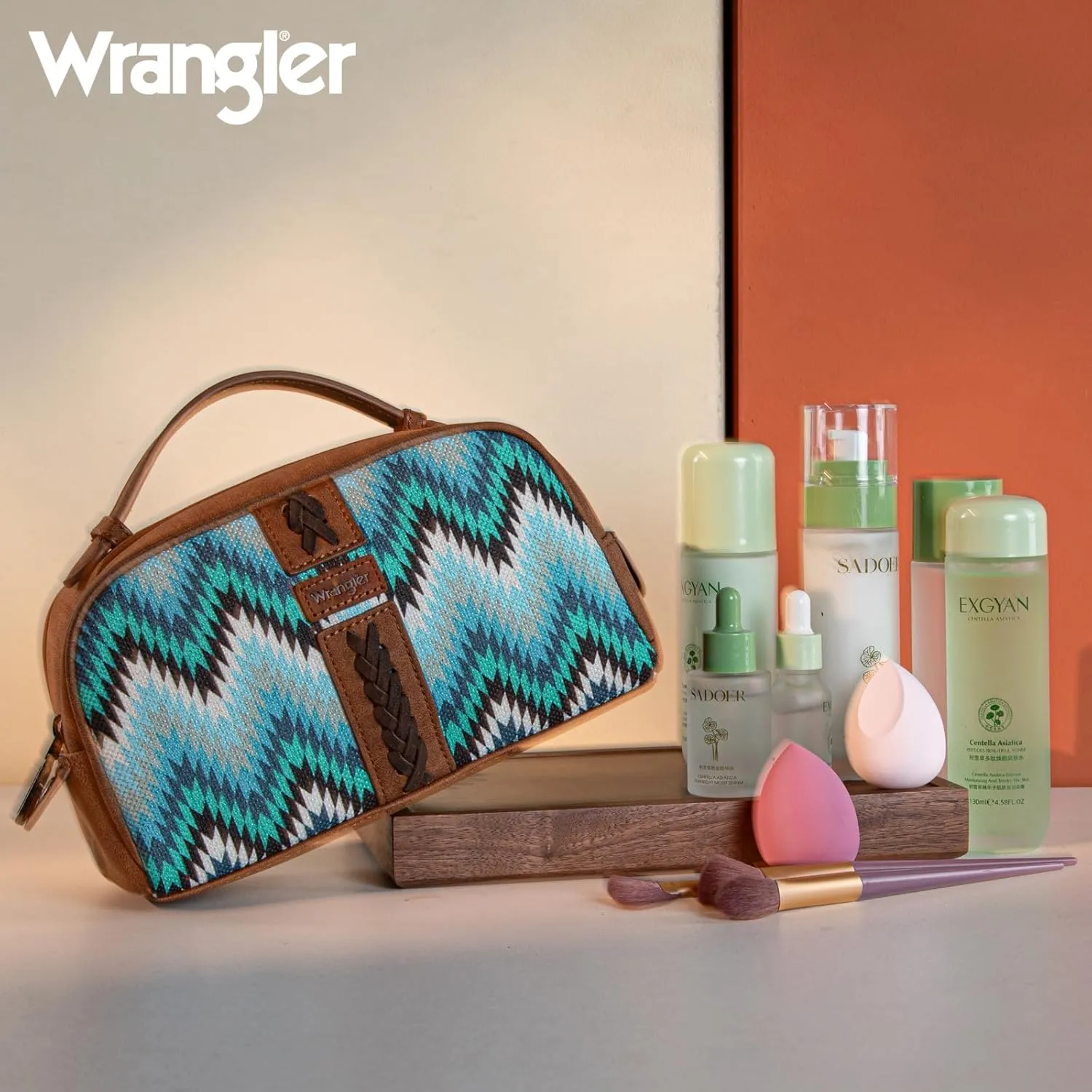 Wrangler Makeup Pouch Bag Mini Western Toiletry Purse Cosmetic Organizer Paisley Travel Pouch for Women