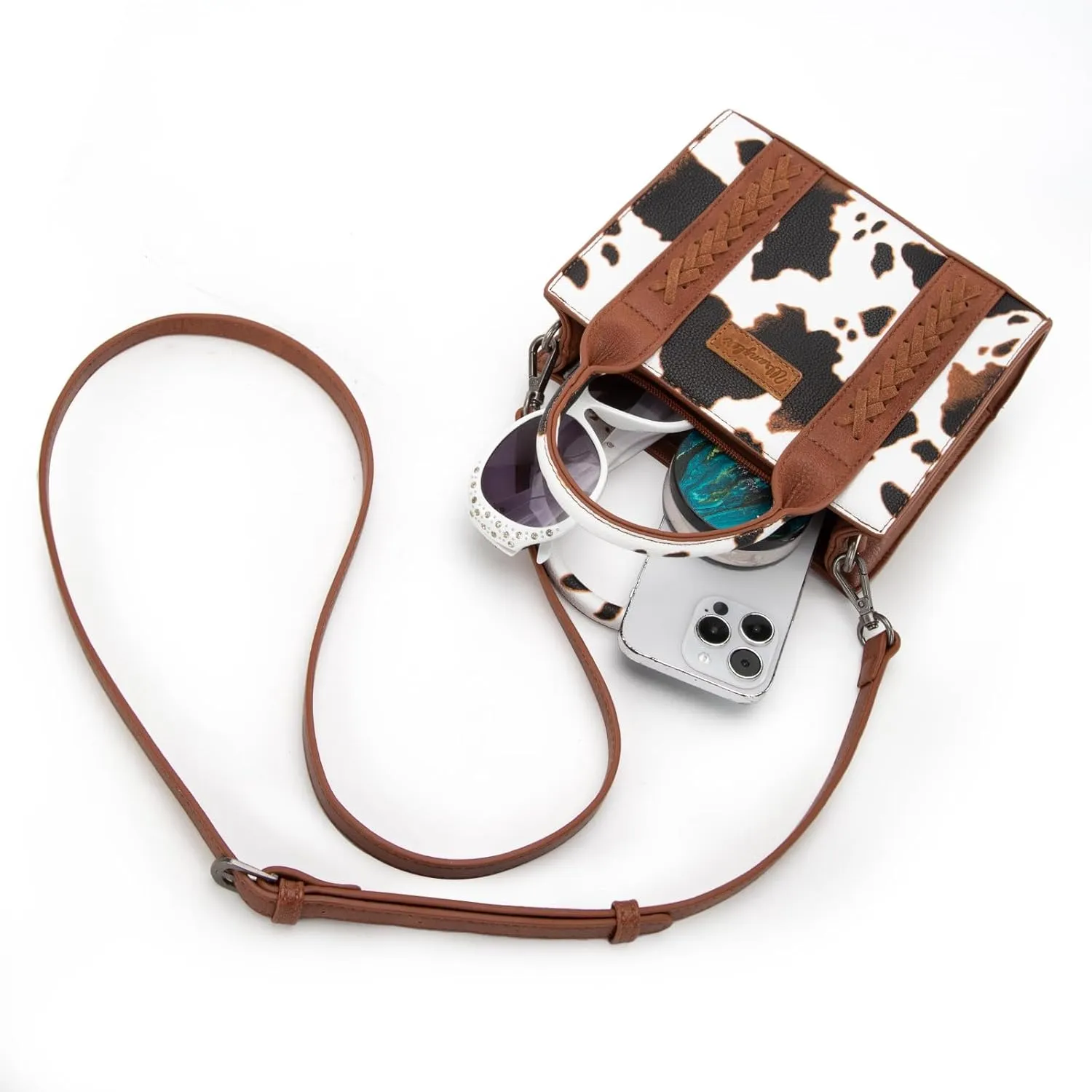 Wrangler Mini Tote Bag for Women Cow Print Western Crossbody Purse