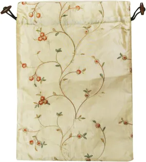 Wrapables Beautiful Embroidered Silk Travel Bag for Lingerie & Shoes - Beige
