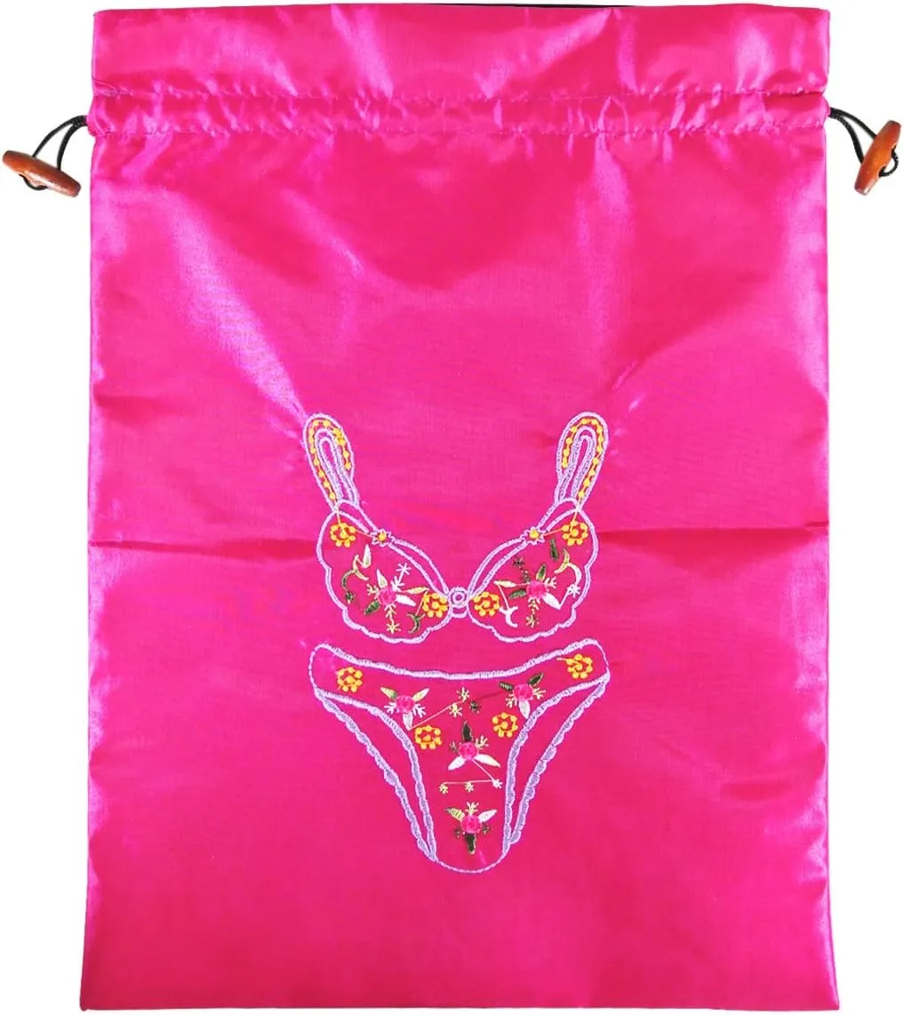 Wrapables® Silk Embroidered Bra & Panties Lingerie Bag - Magenta