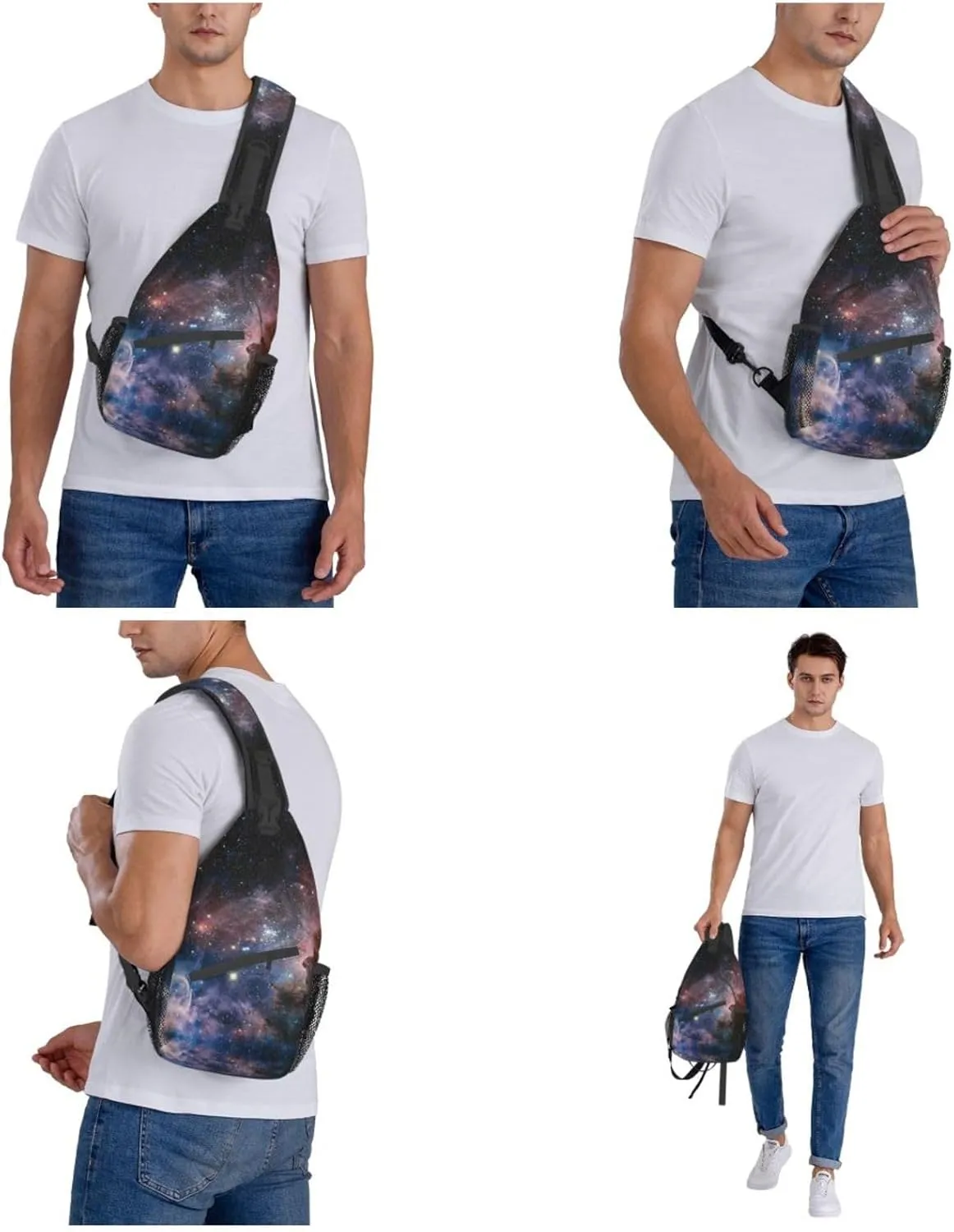 WURTON Universe Milky Way Galaxy Print Crossbody Backpack Shoulder Bag Cross Chest Bag For Travel, Hiking Gym Tactical Use