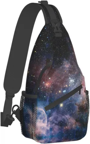 WURTON Universe Milky Way Galaxy Print Crossbody Backpack Shoulder Bag Cross Chest Bag For Travel, Hiking Gym Tactical Use