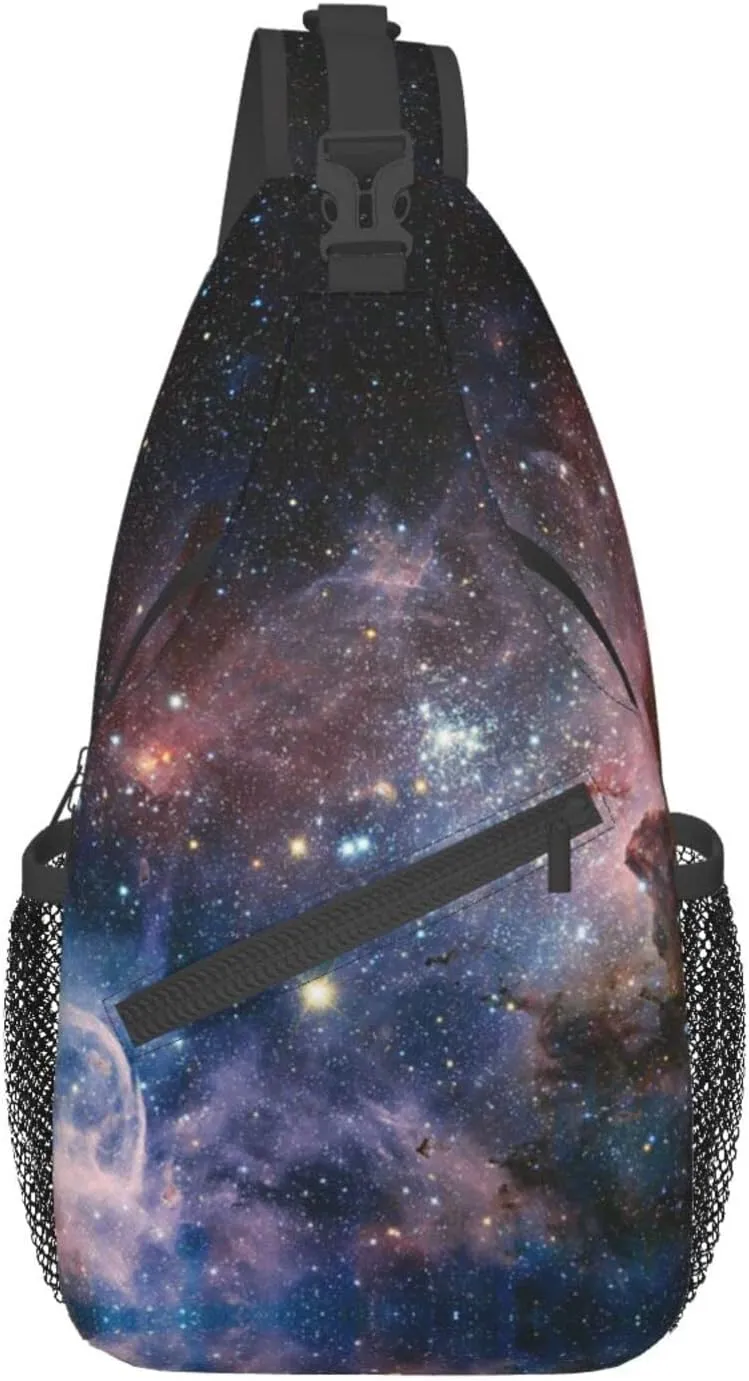 WURTON Universe Milky Way Galaxy Print Crossbody Backpack Shoulder Bag Cross Chest Bag For Travel, Hiking Gym Tactical Use