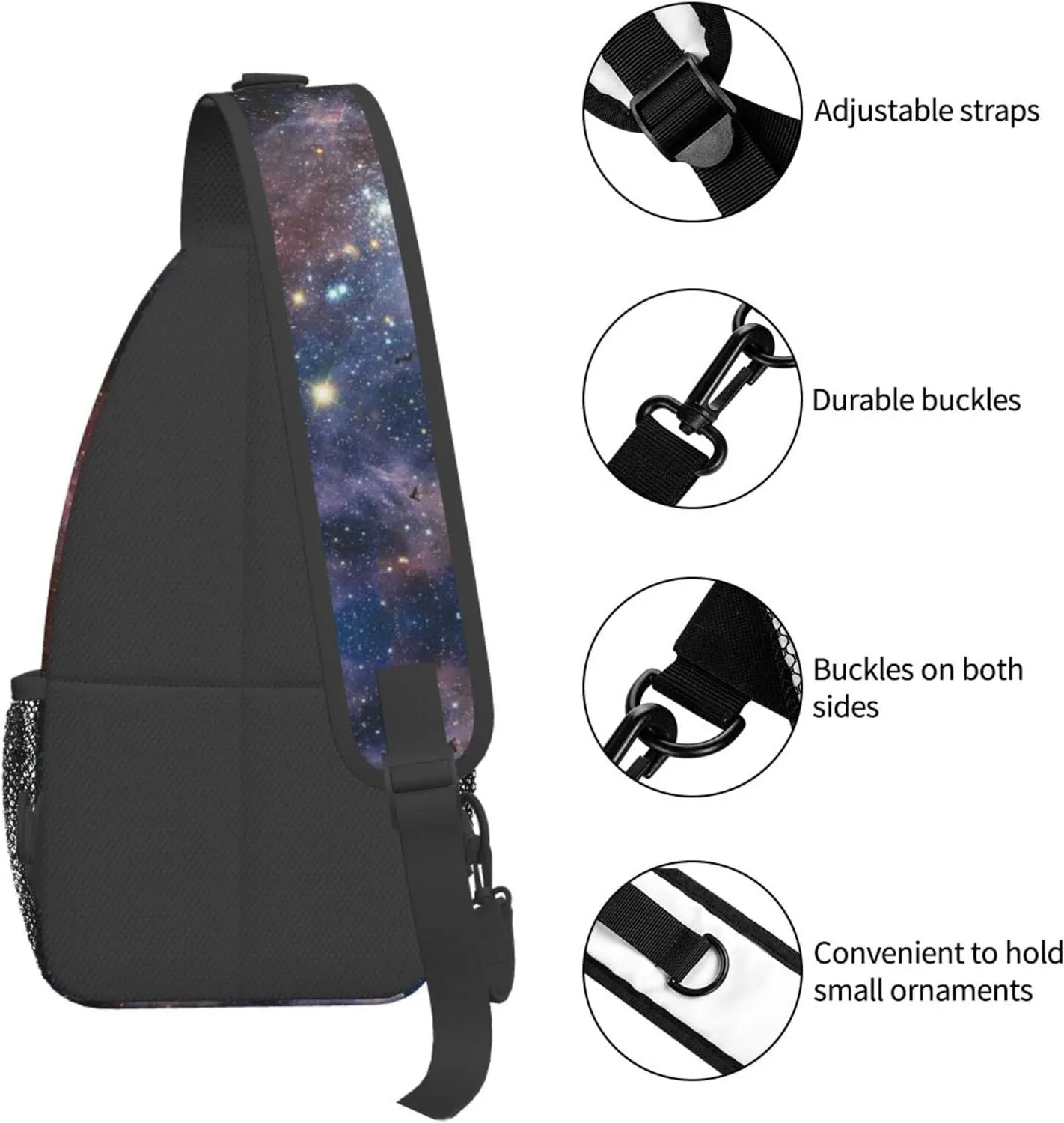 WURTON Universe Milky Way Galaxy Print Crossbody Backpack Shoulder Bag Cross Chest Bag For Travel, Hiking Gym Tactical Use