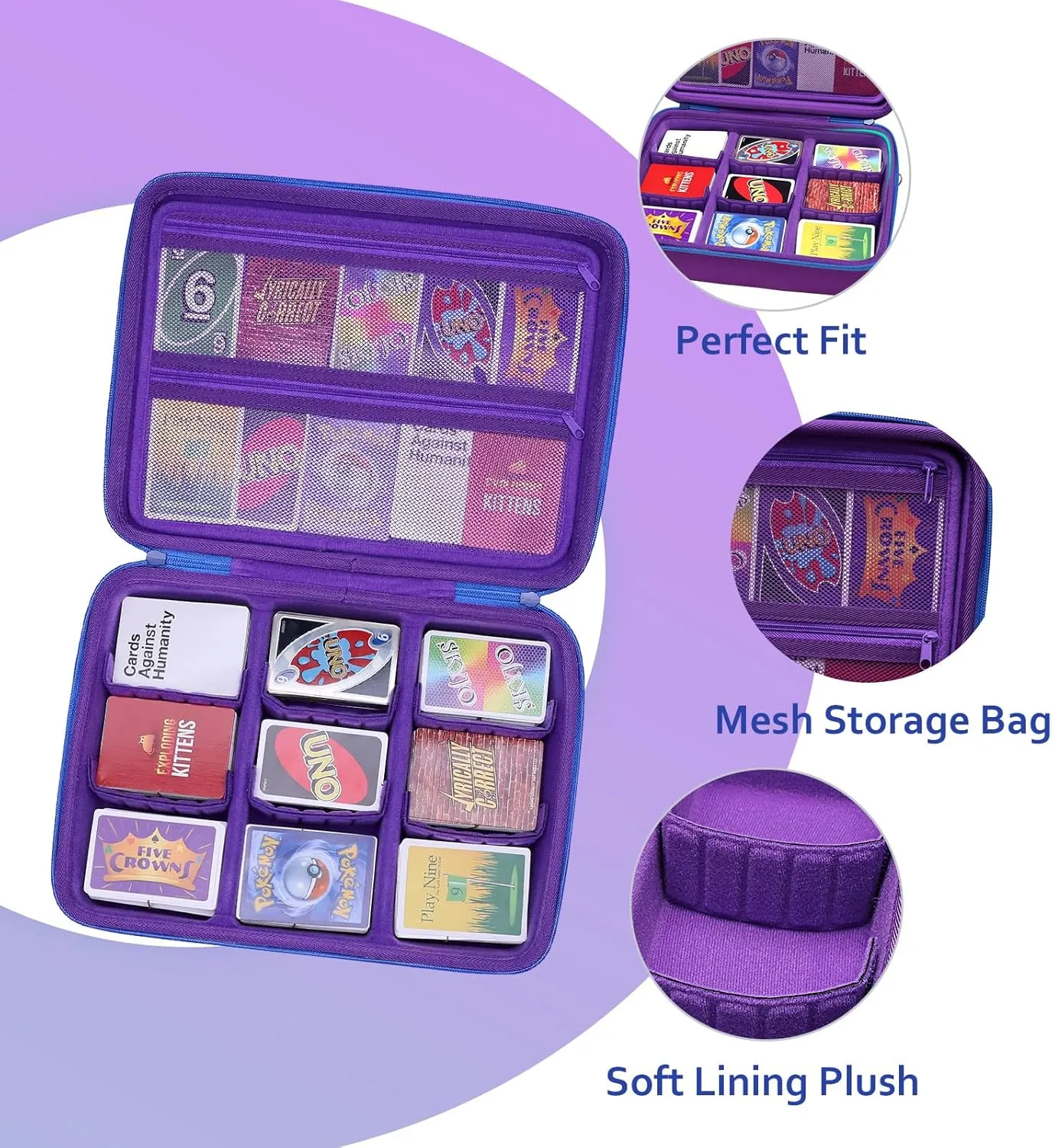 XANAD Card Game Case Fits 3000  Cards, Fits for Baseball Sports playing card/UNO/playing card Against Humanity Card Game and All Other Card Games Expansions (Purple)