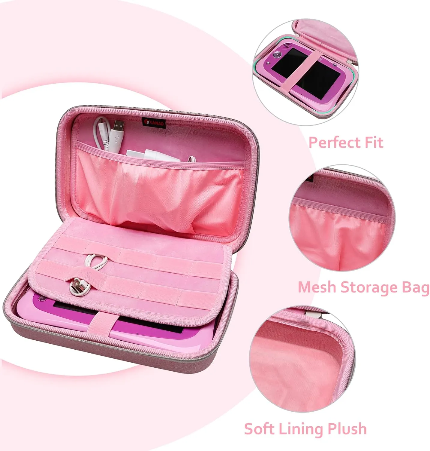 XANAD Hard Case for Leapfrog Epic Academy Edition/Leapfrog LeapPad Ultimate Kids’Learning Tablet - Travel - Protective Carrying Storage Bag(Pink)