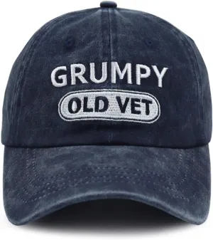 Xpayzere Grumpy Old Vet Hat for Men Women, Embroidered Adjustable Cotton Baseball Cap
