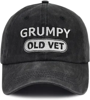Xpayzere Grumpy Old Vet Hat for Men Women, Embroidered Adjustable Cotton Baseball Cap