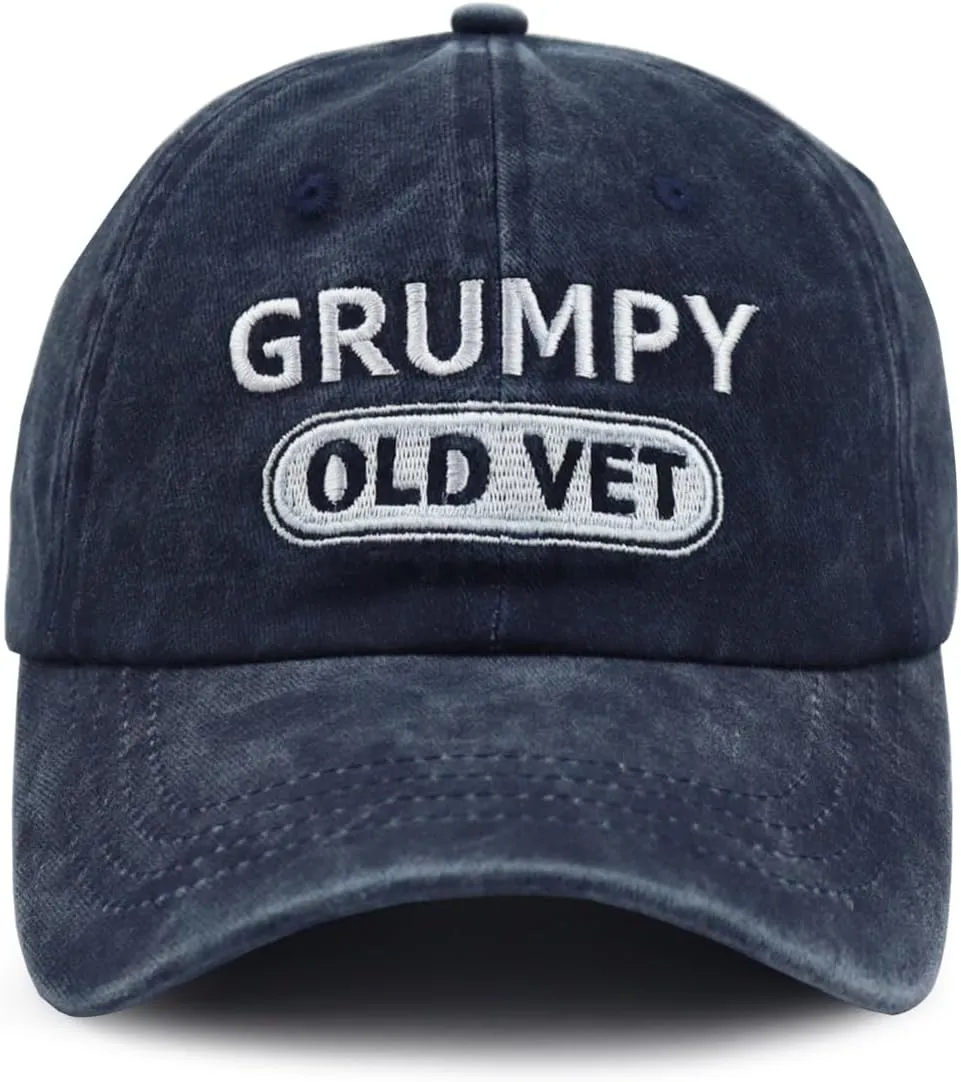 Xpayzere Grumpy Old Vet Hat for Men Women, Embroidered Adjustable Cotton Baseball Cap