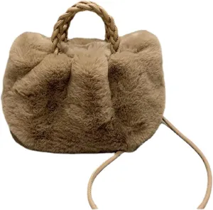XPONNI Fuzzy Dumpling Bag, Cute Fluffy Bags Y2k, Cute Mini Handbags, Faux Fur Bag Crossbody, Soft Shoulder Bag
