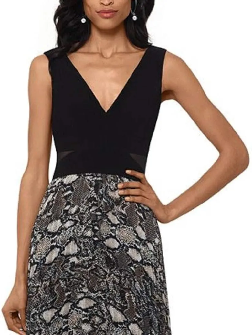 Xscape Womens Sleeveless V Neck Full-Length Sheath Dress