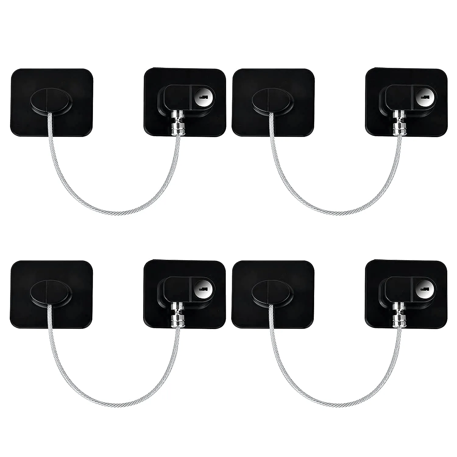 YEYA Refrigerator Lock, Baby Proof Cabinet Locks with Keys, Safety Cabinets Locks for Toddler 4 Pack