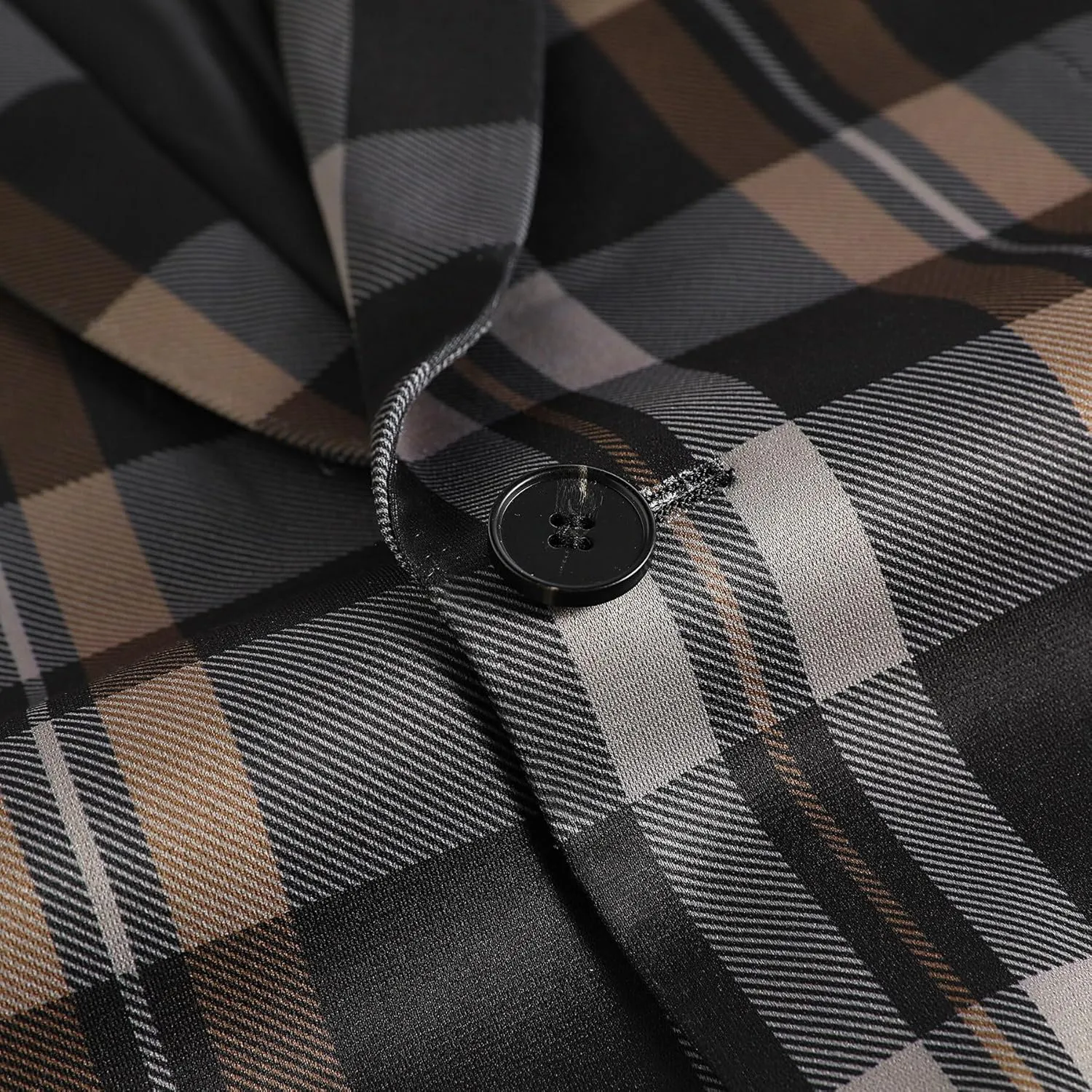 YFFUSHI Men's Plaid Tweed 3 Piece Suit Slim Fit Button Dinner Suit Tuxedo
