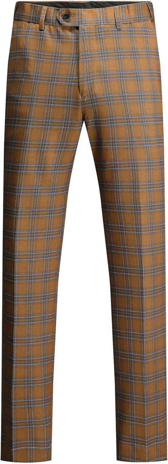 YFFUSHI Men's Plaid Tweed 3 Piece Suit Slim Fit Button Dinner Suit Tuxedo