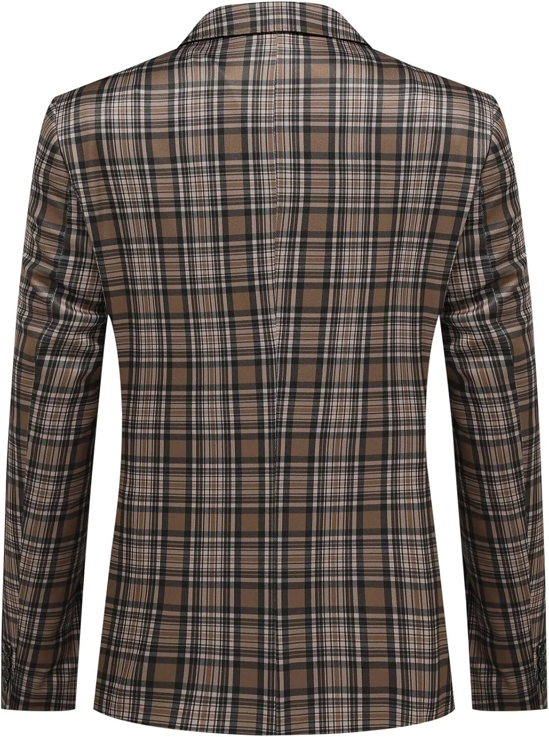 YFFUSHI Men's Plaid Tweed 3 Piece Suit Slim Fit Button Dinner Suit Tuxedo