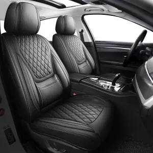 YIERTAI Universal Car Seat Covers Full Coverage Waterproof Leather Fit for Toyota Camry Honda Odyssey Hyundai Kona Kia Rondo Sorento Subaru Impreza Ford Escape Nissan Sentra Full Set Black