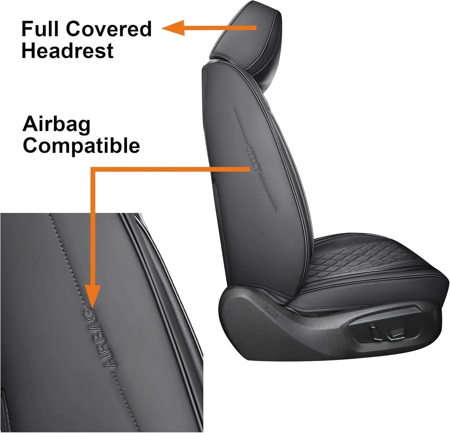 YIERTAI Universal Car Seat Covers Full Coverage Waterproof Leather Fit for Toyota Camry Honda Odyssey Hyundai Kona Kia Rondo Sorento Subaru Impreza Ford Escape Nissan Sentra Full Set Black