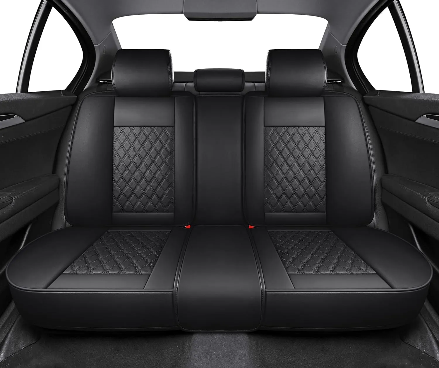 YIERTAI Universal Car Seat Covers Full Coverage Waterproof Leather Fit for Toyota Camry Honda Odyssey Hyundai Kona Kia Rondo Sorento Subaru Impreza Ford Escape Nissan Sentra Full Set Black