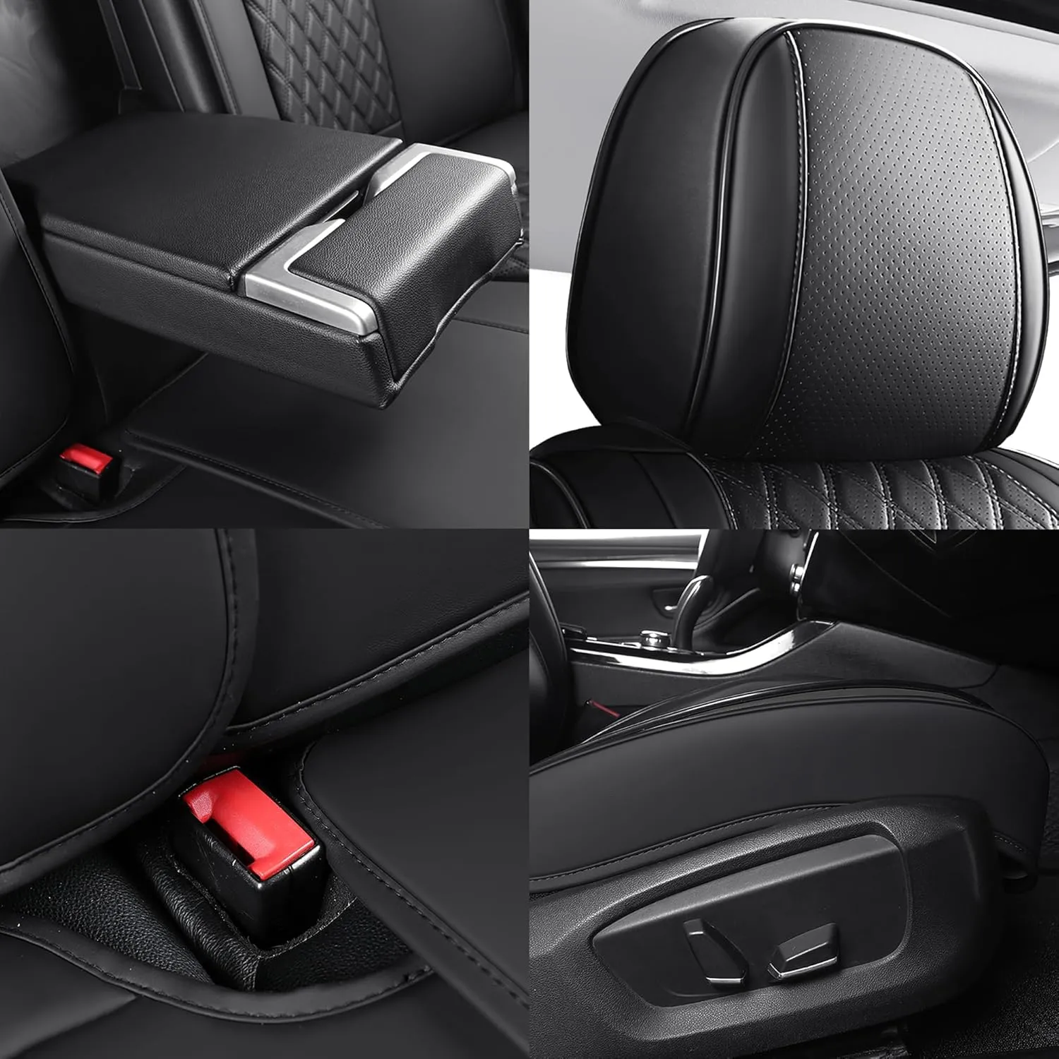 YIERTAI Universal Car Seat Covers Full Coverage Waterproof Leather Fit for Toyota Camry Honda Odyssey Hyundai Kona Kia Rondo Sorento Subaru Impreza Ford Escape Nissan Sentra Full Set Black
