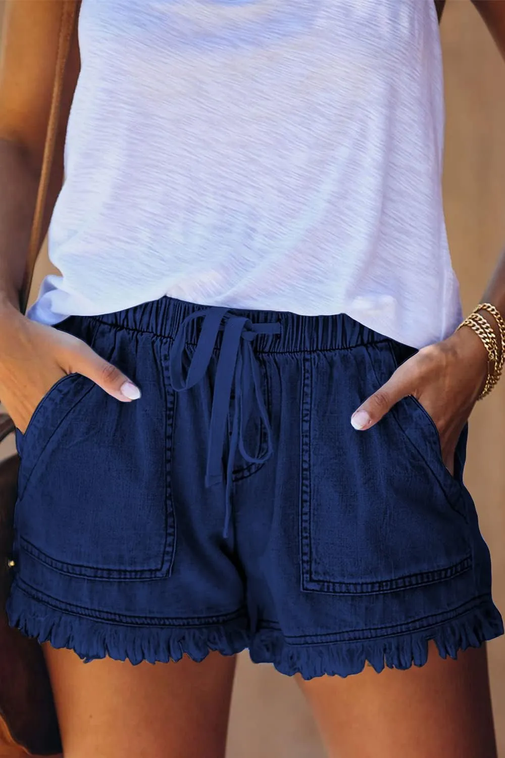 YOCUR Womens Lightweight Shorts Casual Baggy Trendy Short Pants Elastic Waist Drawstring Comfy Shorts