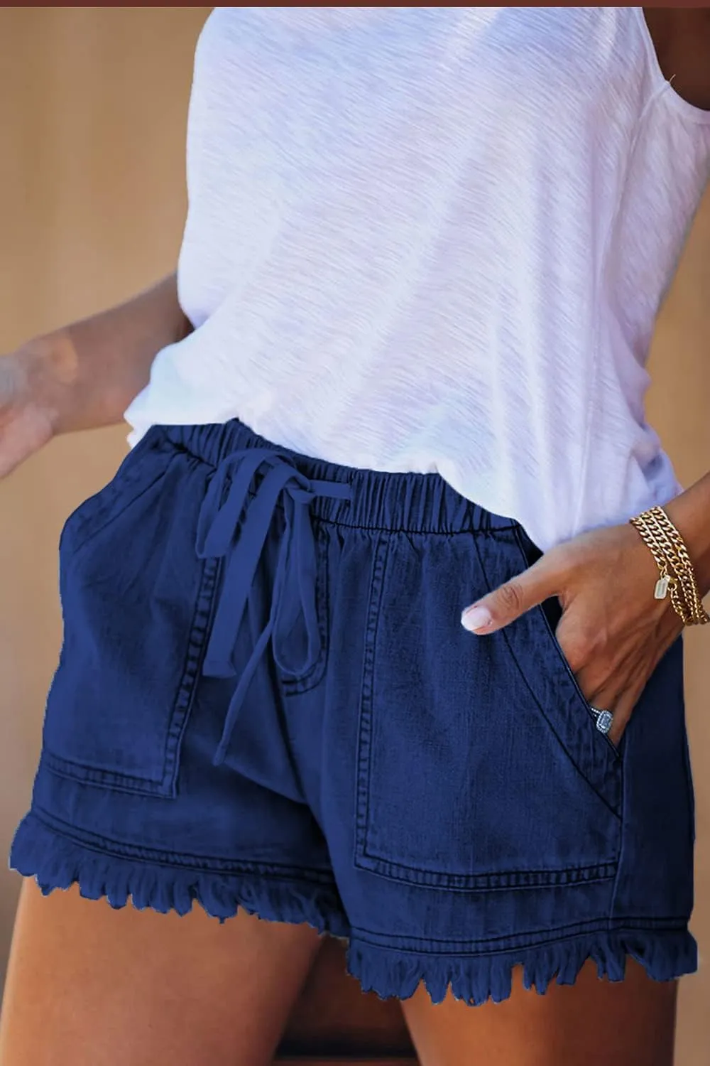 YOCUR Womens Lightweight Shorts Casual Baggy Trendy Short Pants Elastic Waist Drawstring Comfy Shorts