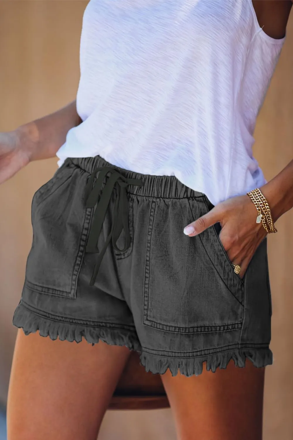 YOCUR Womens Lightweight Shorts Casual Baggy Trendy Short Pants Elastic Waist Drawstring Comfy Shorts