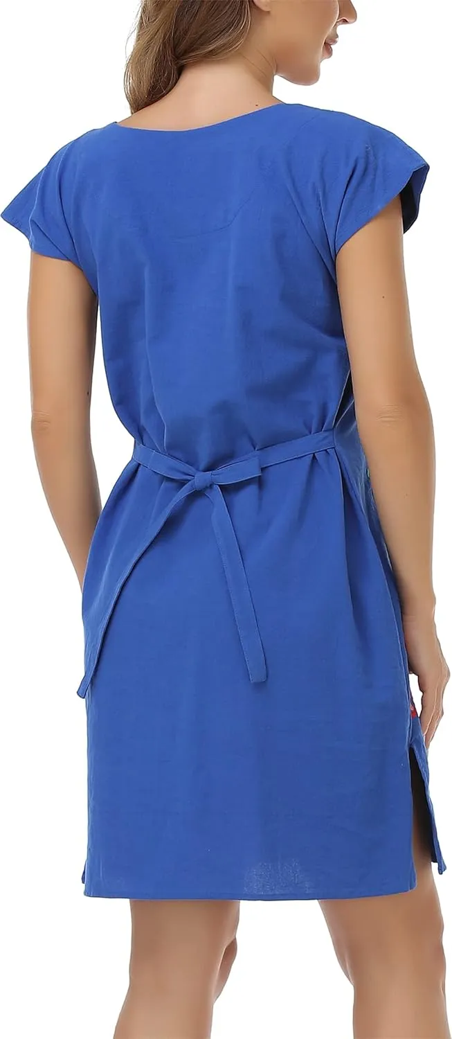 YZXDORWJ Women Mexican Embroidered Dress Ruffle Collar Sleeveless