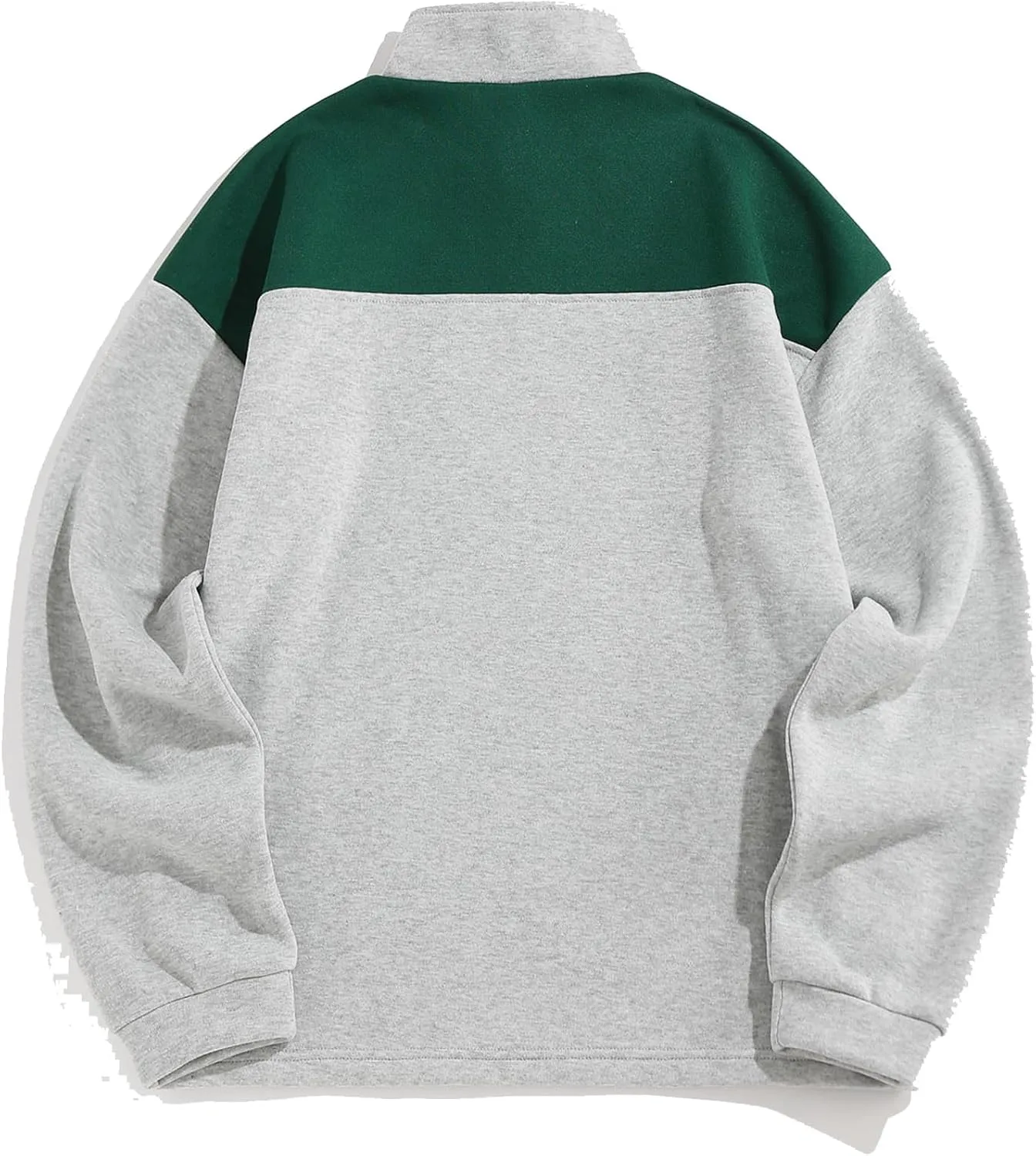ZAFUL Men's Letters Embroidered Raglan Sleeve Quarter Zip Fleece Vintage Pullover Sweatshirt