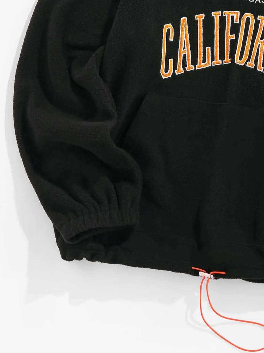 ZAFUL Men's Letters Embroidered Raglan Sleeve Quarter Zip Fleece Vintage Pullover Sweatshirt