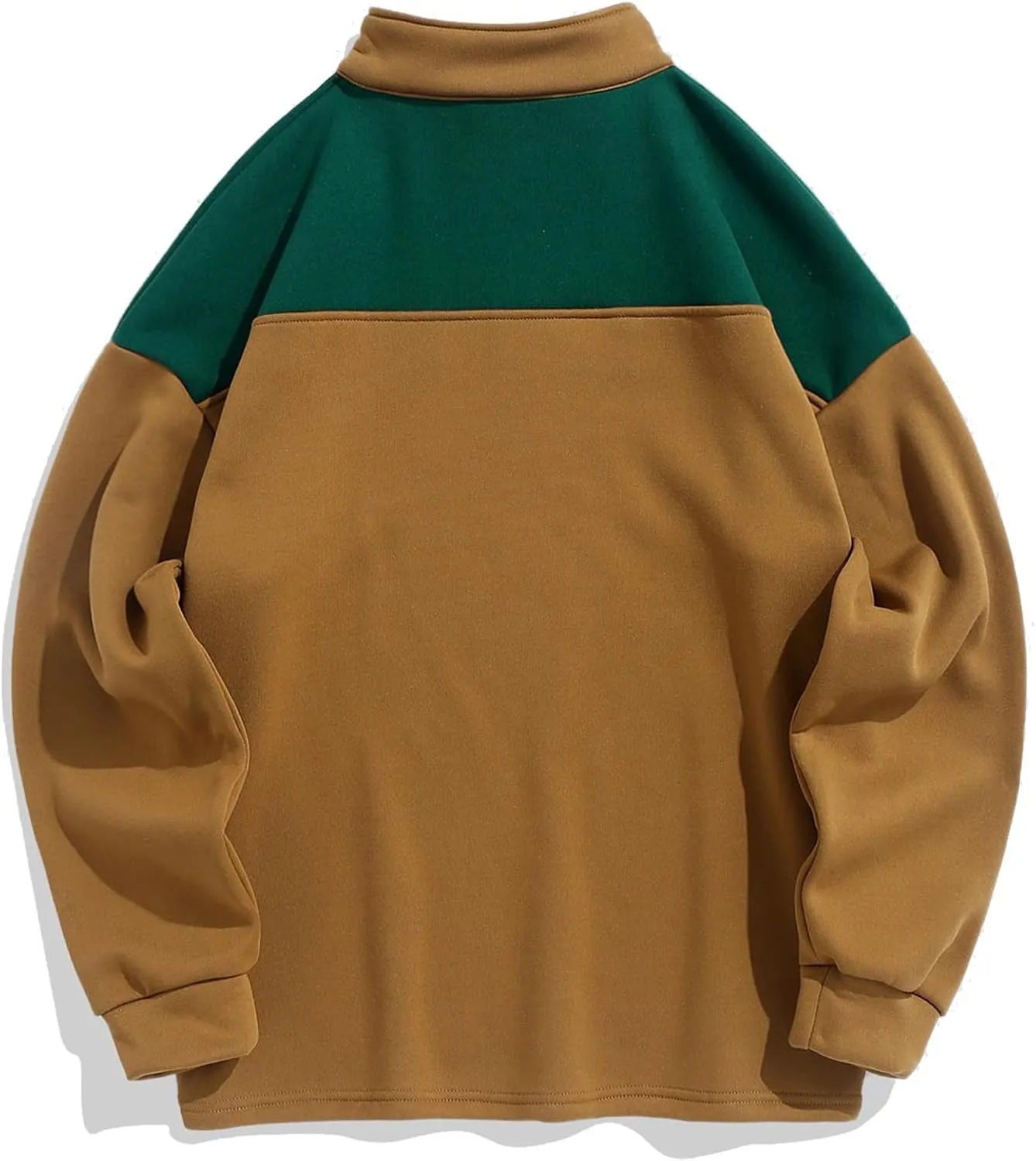 ZAFUL Men's Letters Embroidered Raglan Sleeve Quarter Zip Fleece Vintage Pullover Sweatshirt