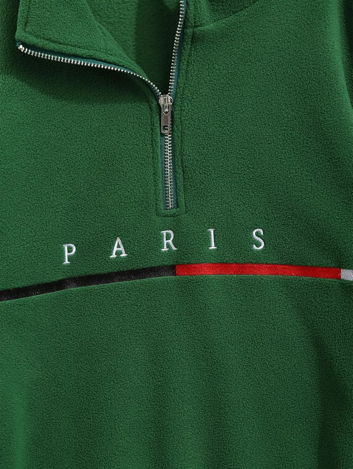 ZAFUL Men's Letters Embroidered Raglan Sleeve Quarter Zip Fleece Vintage Pullover Sweatshirt