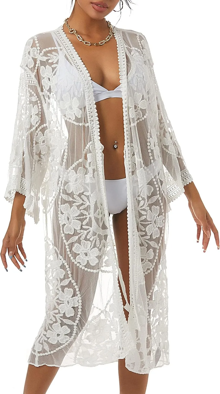 ZAFUL Women's Beach Swimsuit Cover Up Shirt Bikini Beachwear Bathing Suit Beach Dress Kimono Cardigan