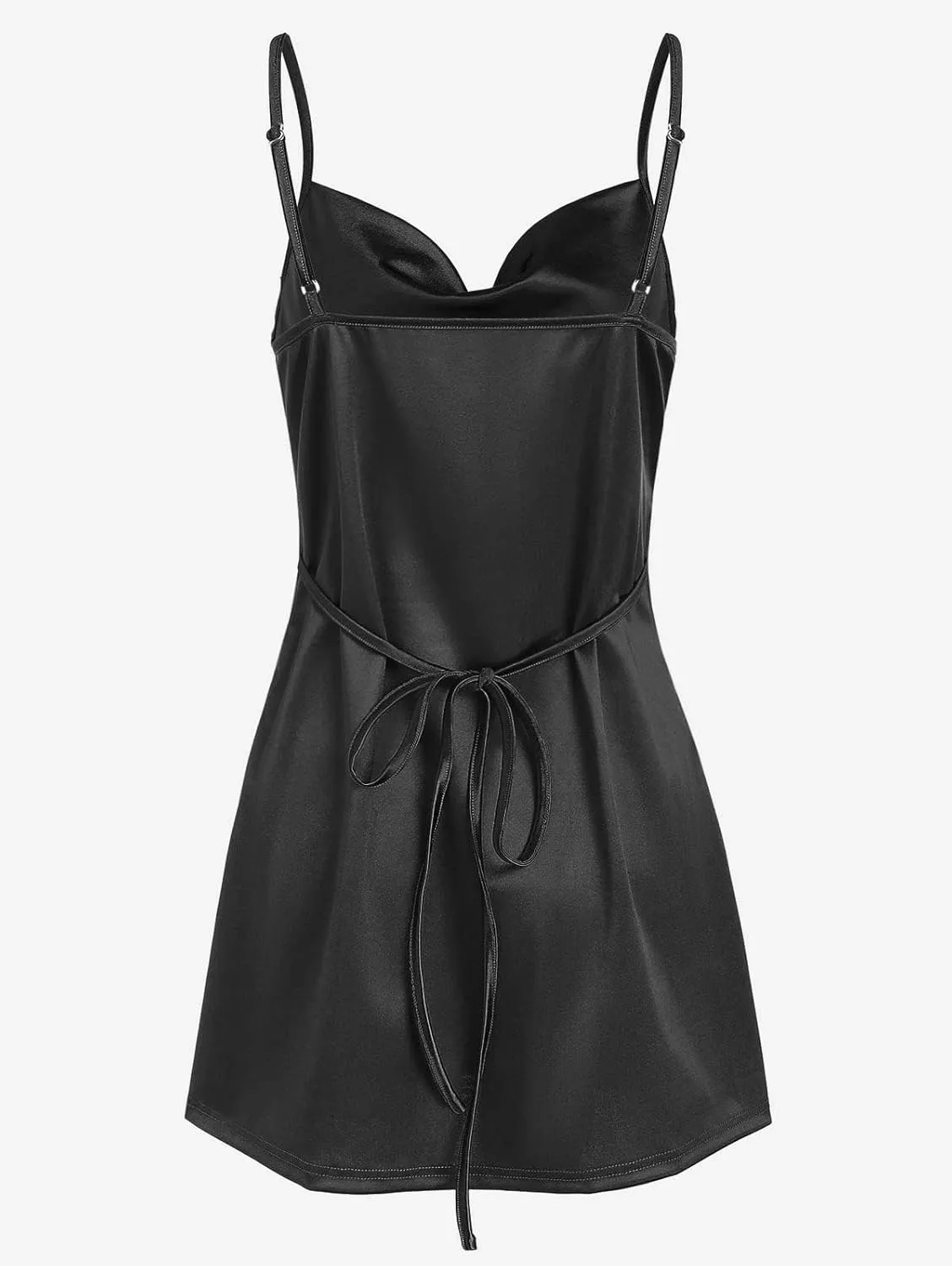 ZAFUL Women's Satin Sleeveless Spaghetti Strap Mini Dress Sexy Slip Cowl Neck Silky Cocktail Party Dresses