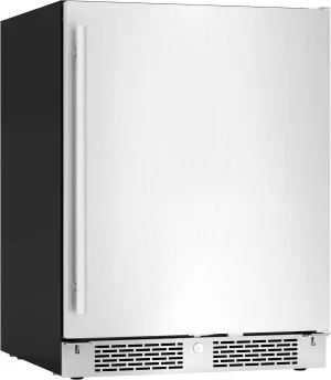 Zephyr Presrv 24" Wine Fridge & Beverage Refrigerator ADA Single Zone Under Counter - Mini Wine Cooler Cellars Small Beer Cabinet Drink Chiller Freestanding Stainless Steel Door - 7 bottles 112 cans