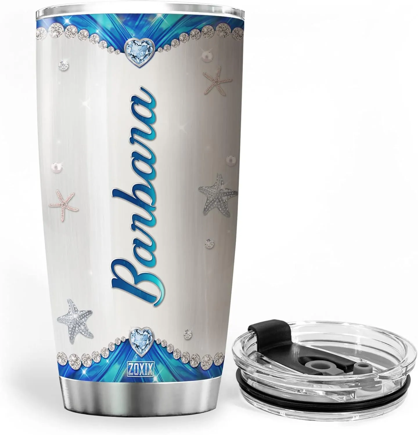 ZOXIX Personalized Dolphin Tumbler 20oz Just A Girl Who Loves Dolphins Stainless Steel Cup Jewelry Style Birthday Dolphin Gift For Her Starfish Beach Ocean Animal Coffee Mug Cute